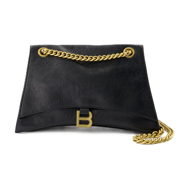 Balenciaga Crush Chain Shoulder Bag — Black Calfskin