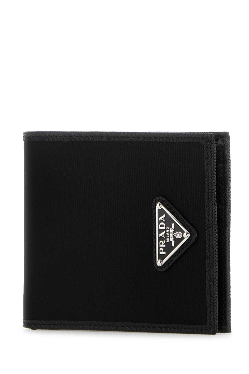 Prada Compact Bi-Fold Nylon And Leather Wallet — Black Poliammidericiclata-vitello