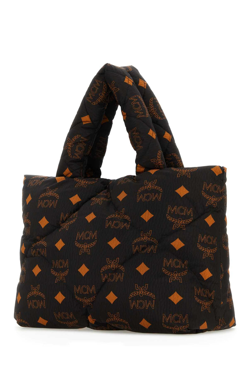Mcm Printed Nylon Shoulder Bag — Black Exterior: Lining