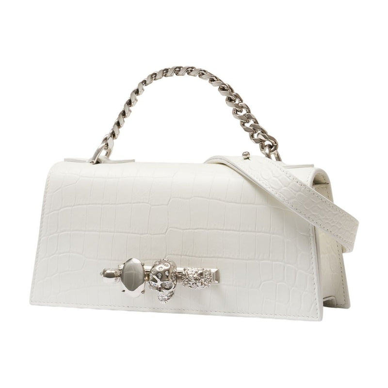 Alexander Mcqueen Jewel Shoulder Bag — White Exotic_leather