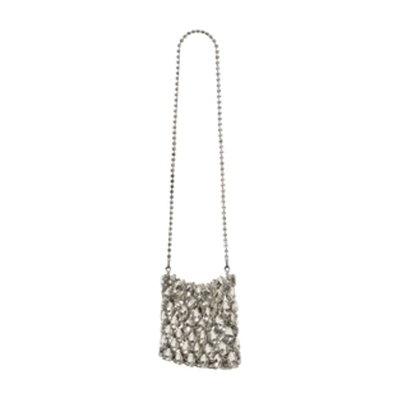 Self-Portrait Crystal-Embellished Synthetic Crossbody Bag — Silver