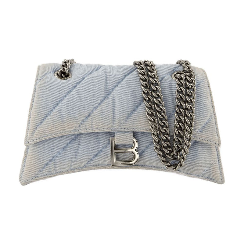 Balenciaga Quilted Denim Cotton Hobo Bag — Blue