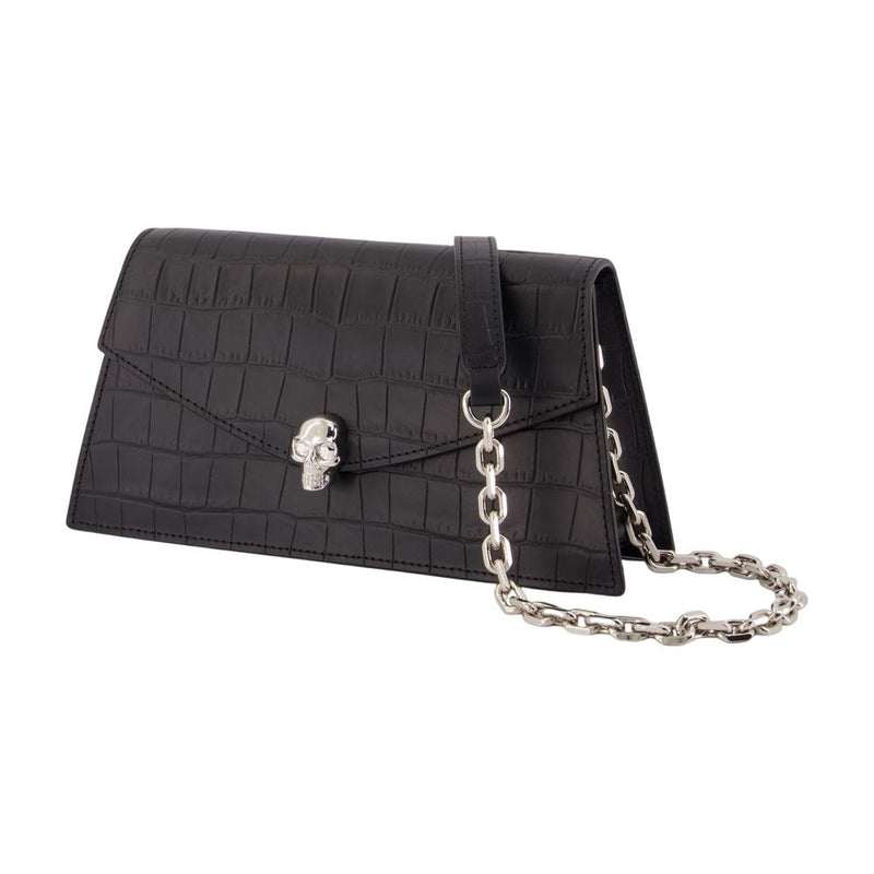 Alexander Mcqueen Skull Clutch — Black Calfskin