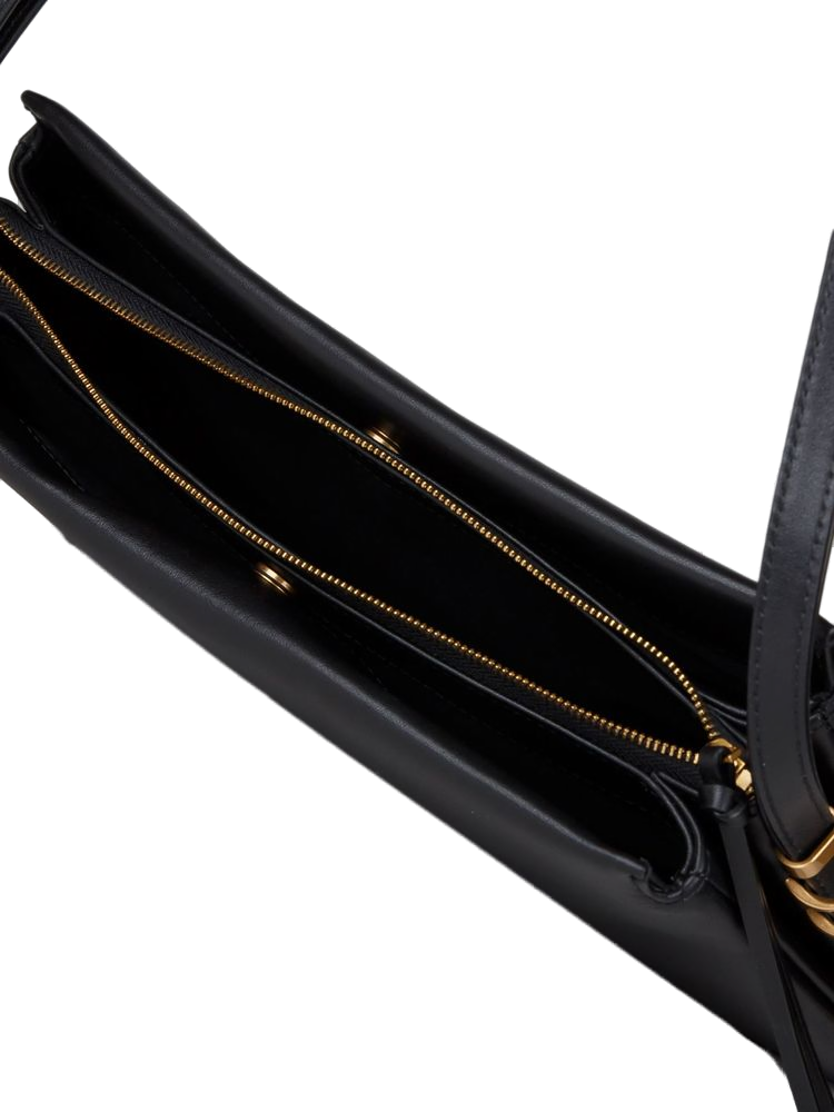 Pinko Triplet Crossbody Bag — Black Calfskin Leather