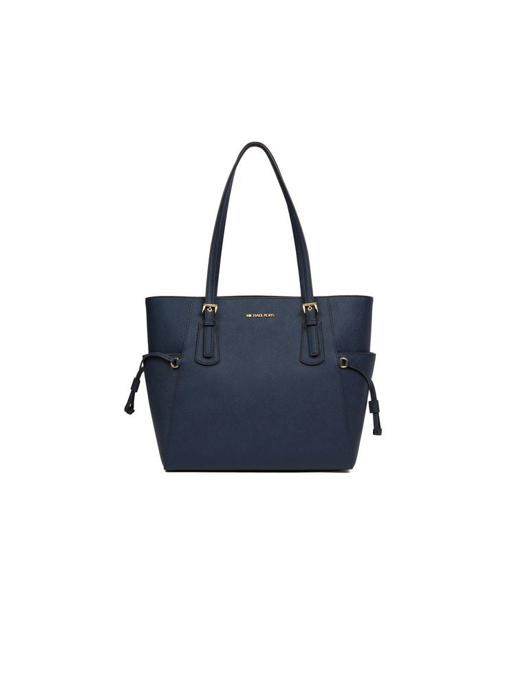 Michael Kors Structured Leather Tote Bag — Navy