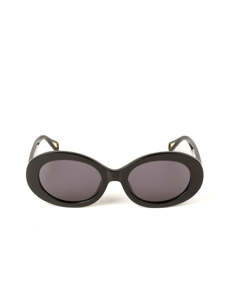 Zadig & Voltaire Szv460 Acetate Oval Sunglasses — Black