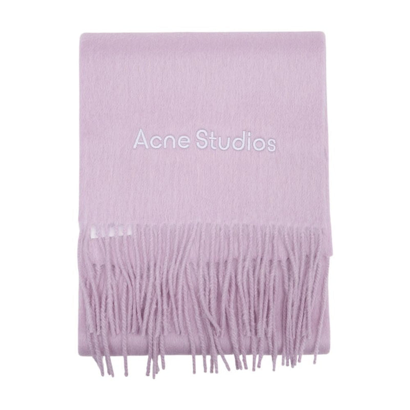 Acne Studios Logo-Embroidered Wool Scarf — Pink Scarfs
