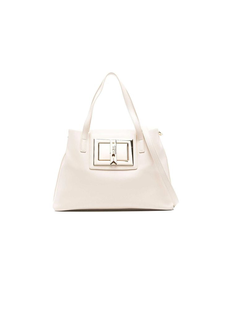 Love Moschino Structured Polyurethane Shoulder Bag — White