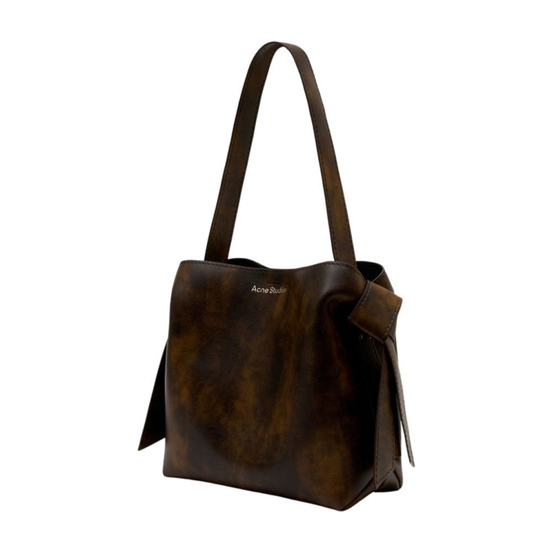Acne Studios Gathered Calfskin Shoulder Bag — Brown