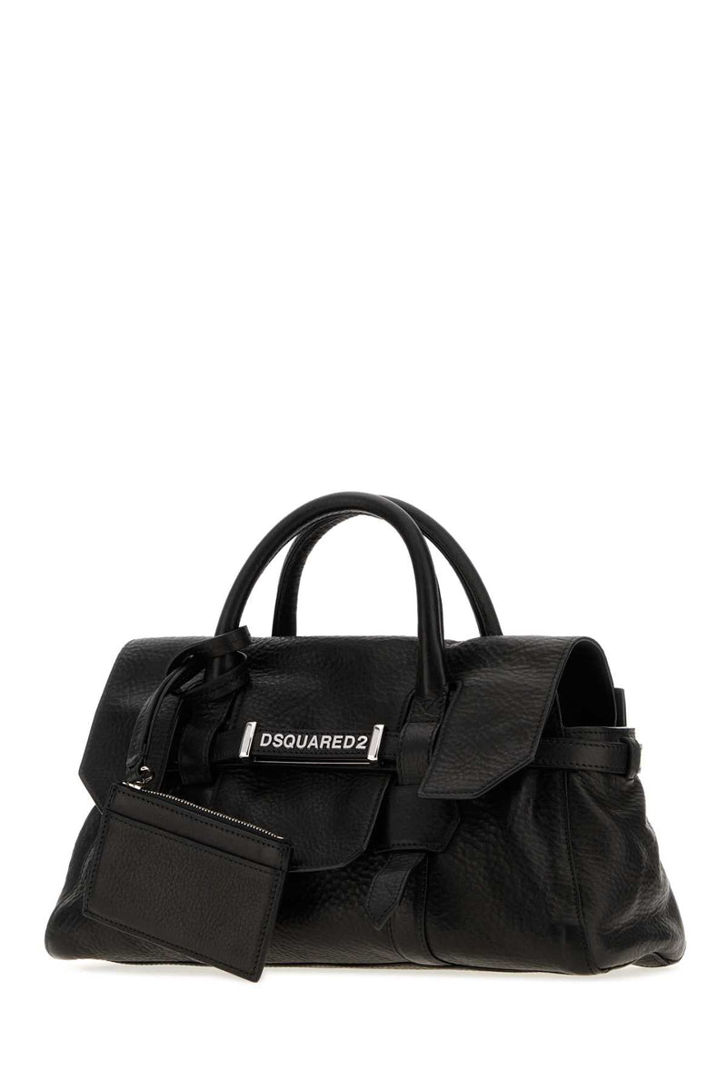 Dsquared2 Textured Leather Top Handle Bag — Black