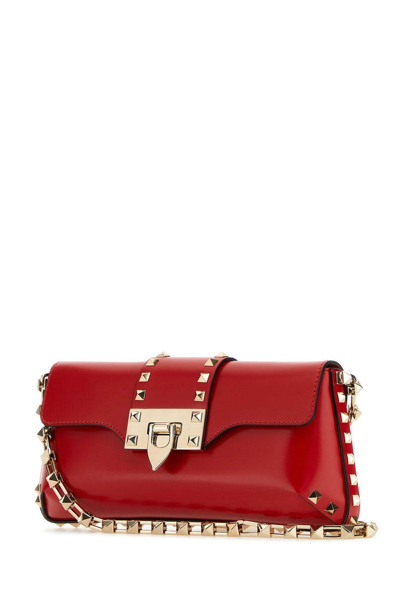 Valentino Garavani Studded Calf Leather Shoulder Bag — Red - Bos Taurus