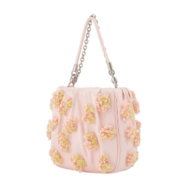 Self-Portrait Floral Beaded Shoulder Bag — Pink Synthetic