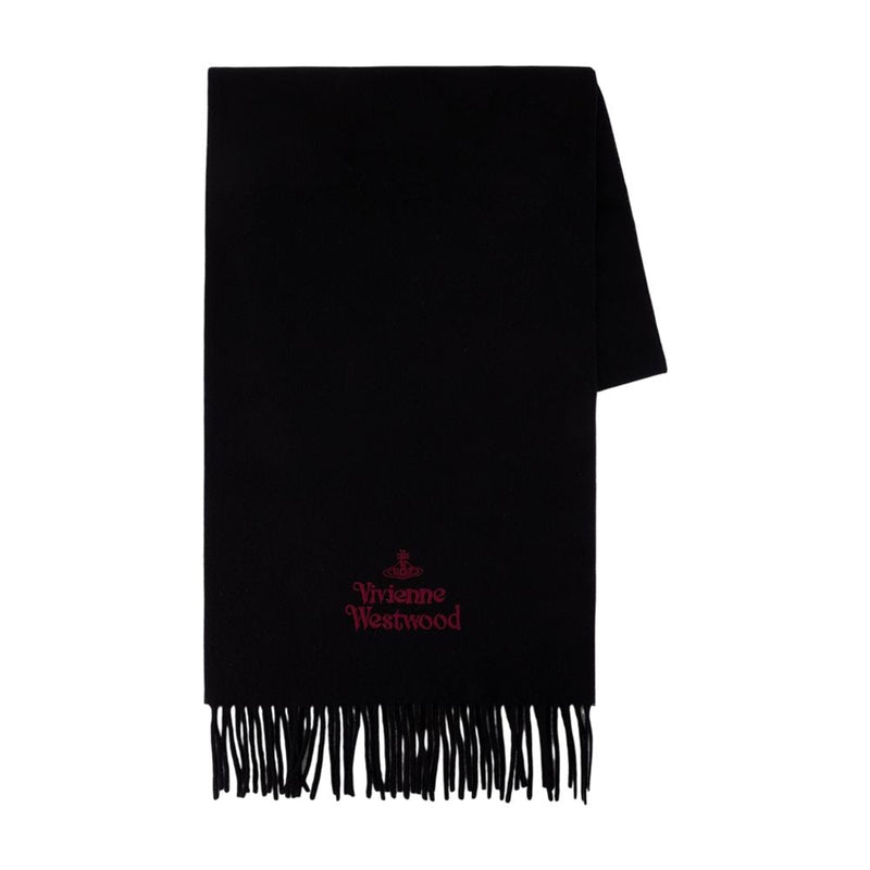 Vivienne Westwood Wool Fringed Scarf — Black Scarfs