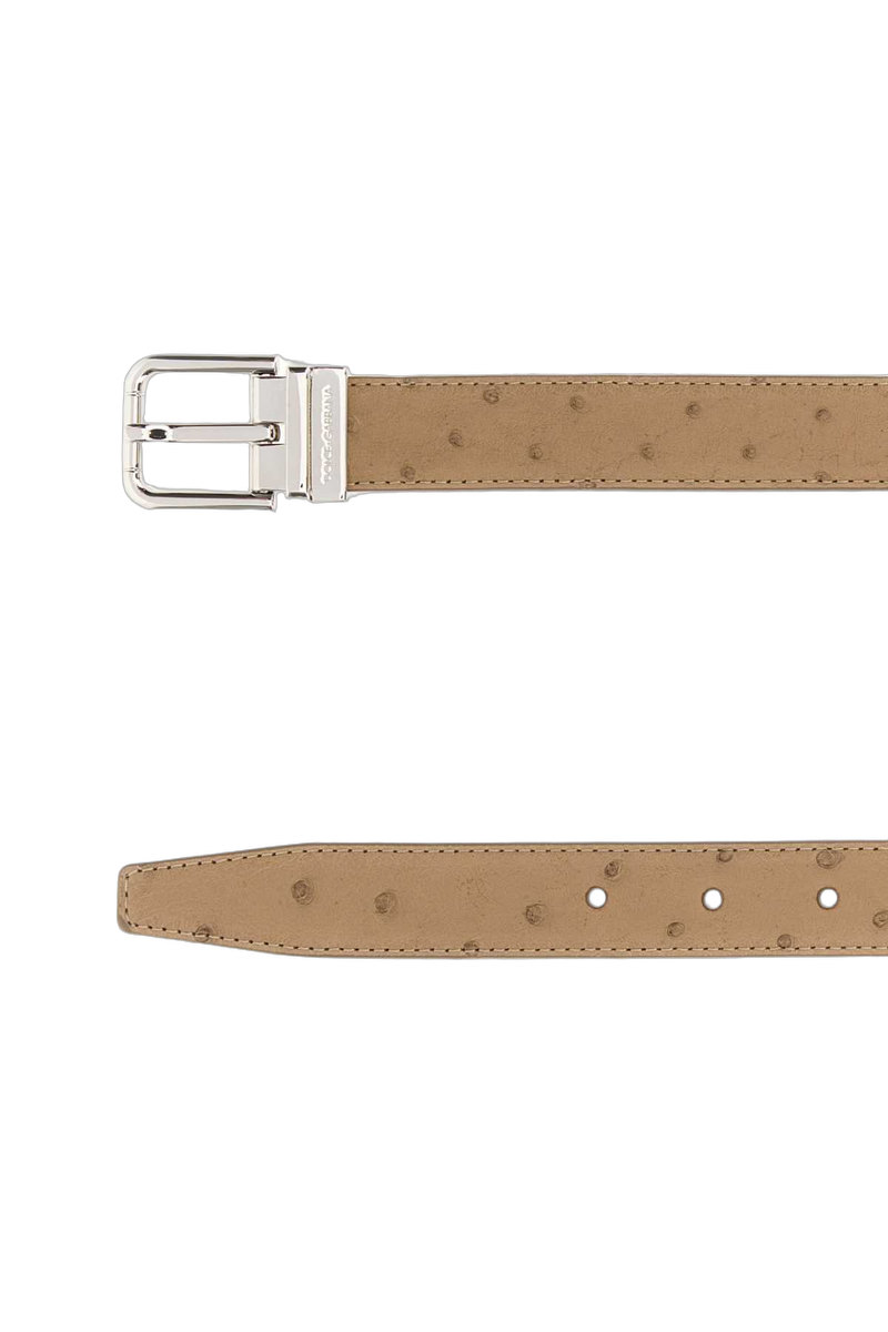Dolce & Gabbana Perforated Leather Belt — Beige