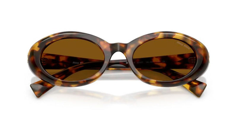 Miu Miu 0mu Tortoiseshell Oval Sunglasses — Brown Acetate