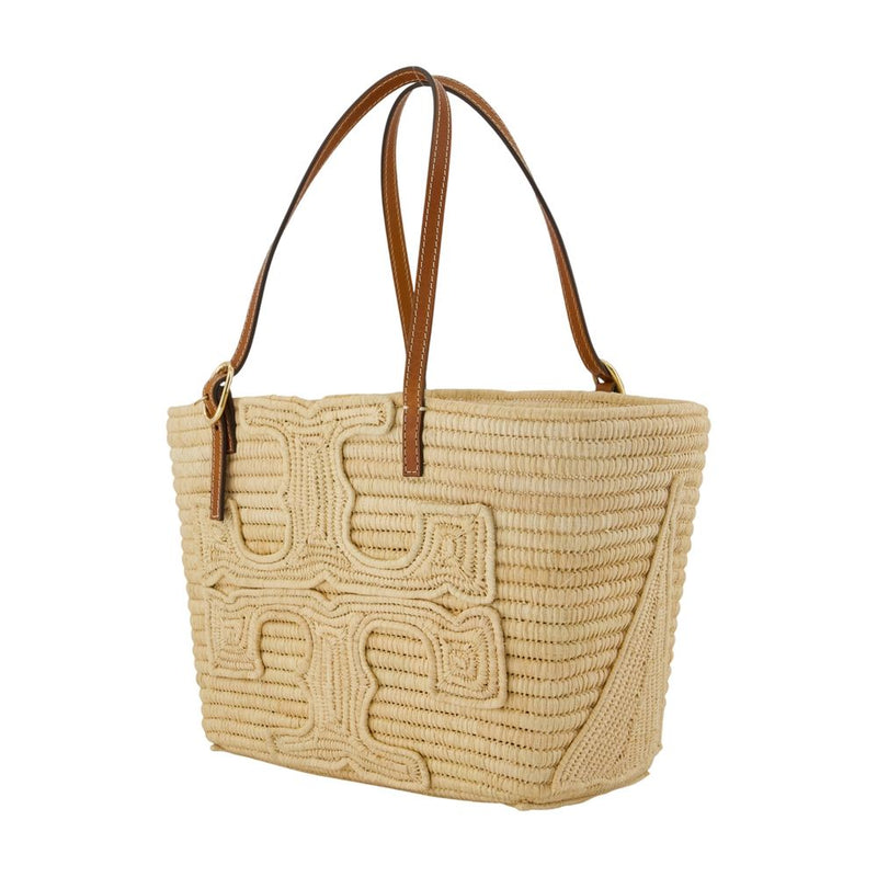 Tory Burch Woven Raffia Tote Bag — Beige