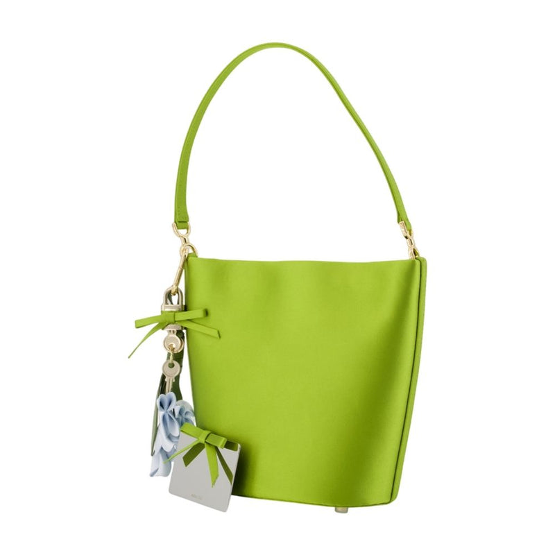 Self-Portrait Synthetic Bow-Detail Bucket Bag — Green
