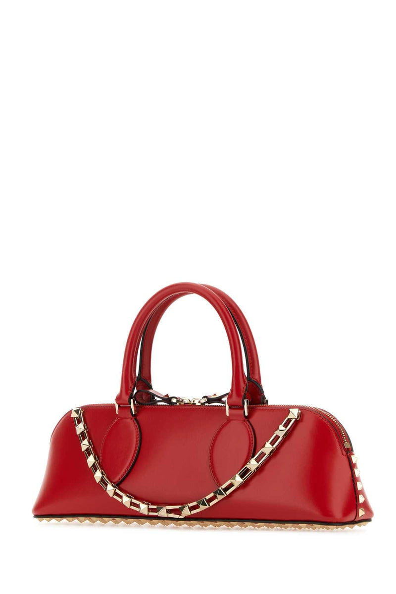 Valentino Garavani Studded Calf Leather Top Handle Bag — Red - Bos Taurus