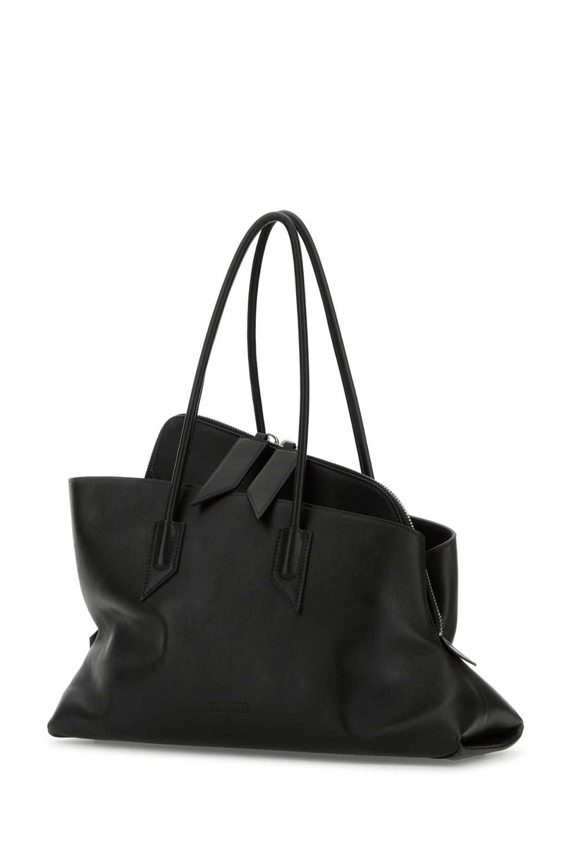 The Attico Leather Curved Shoulder Bag — Black