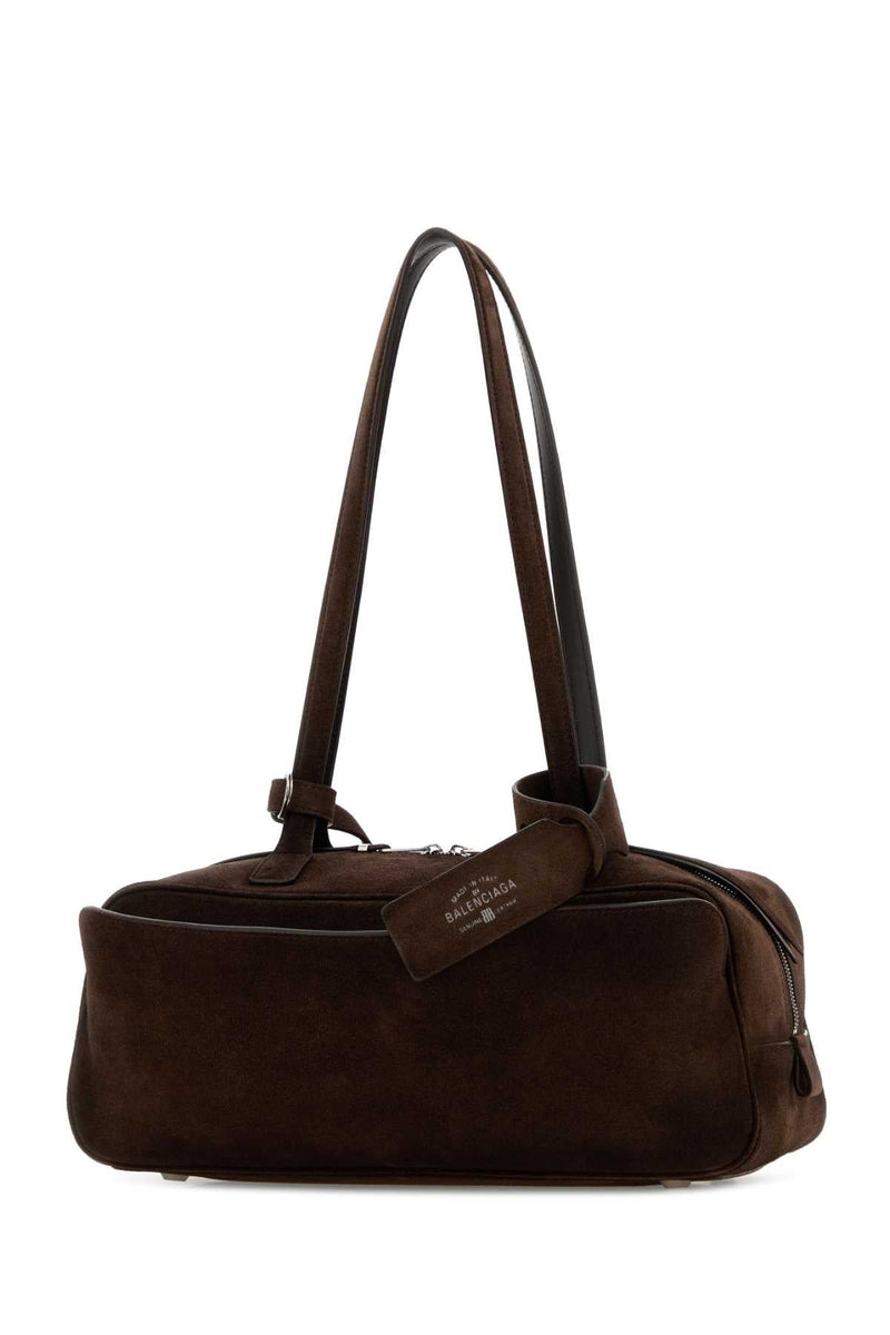 Balenciaga Suede Shoulder Bag — Brown