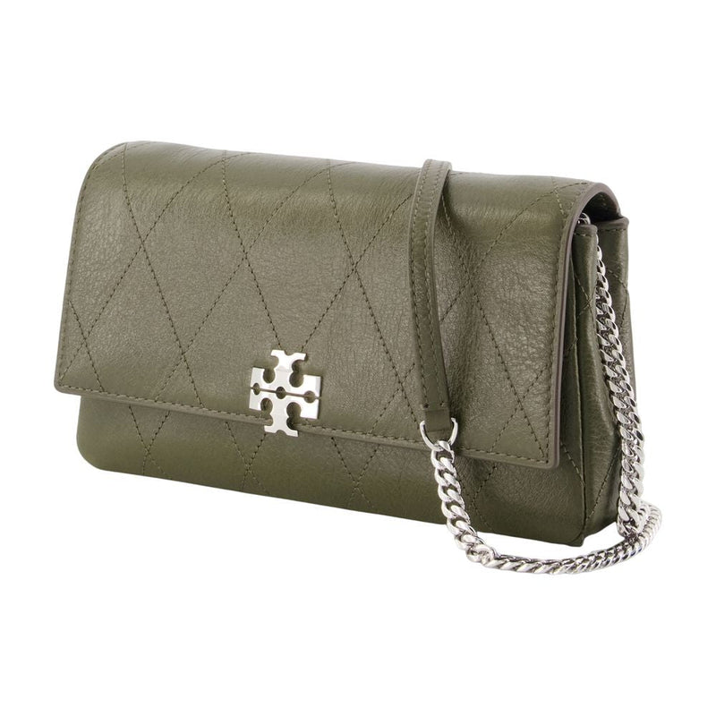 Tory Burch Charlie Wallet — Green Calfskin