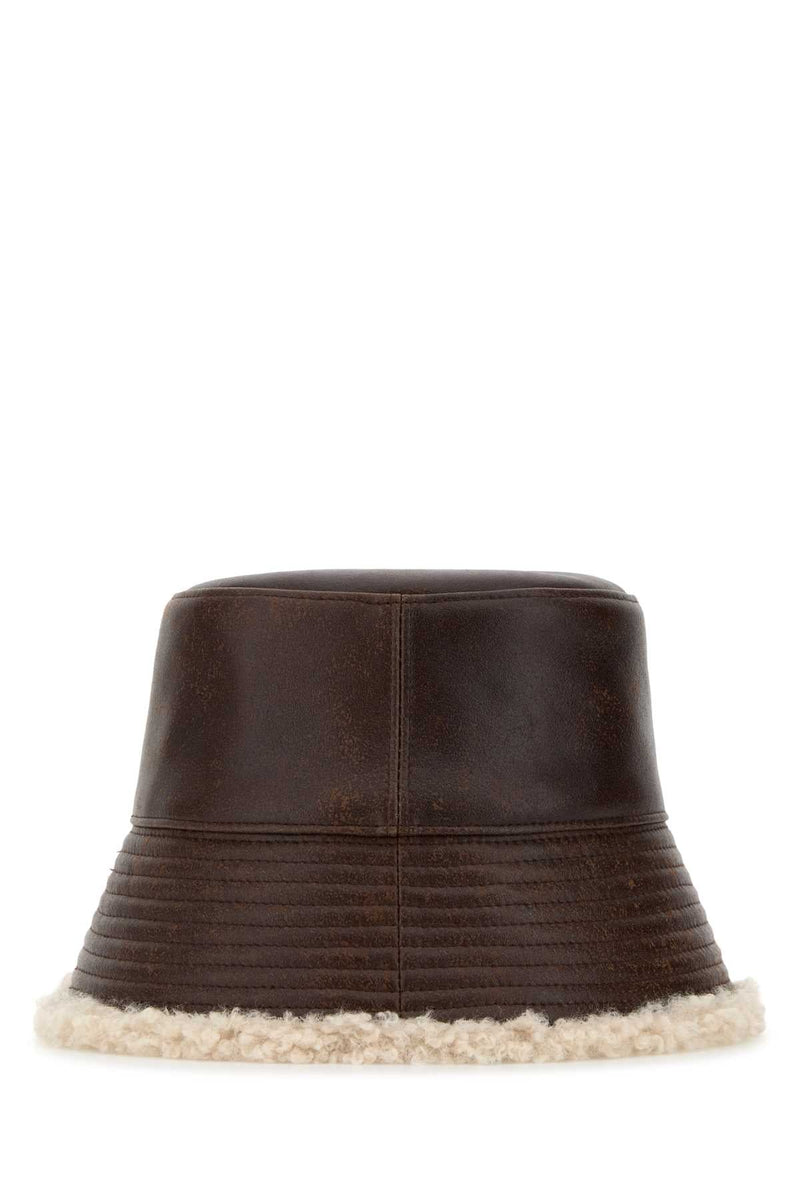 Stella Mccartney Bucket Brushed Nylon & Sherpa Hat — Brown