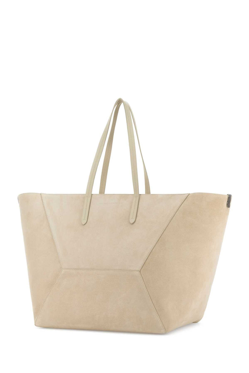 Brunello Cucinelli Suede Tote Bag — Beige