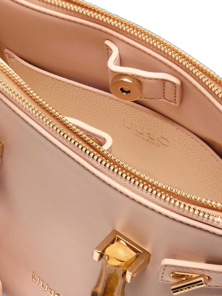 Liu Jo Bamboo-Handle Top Handle Satchel — Pink Polyurethane Hand Bags