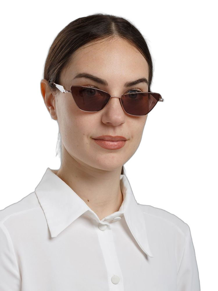 Ana Hickmann Ah3347 Metal Cat-Eye Sunglasses — Rose Gold