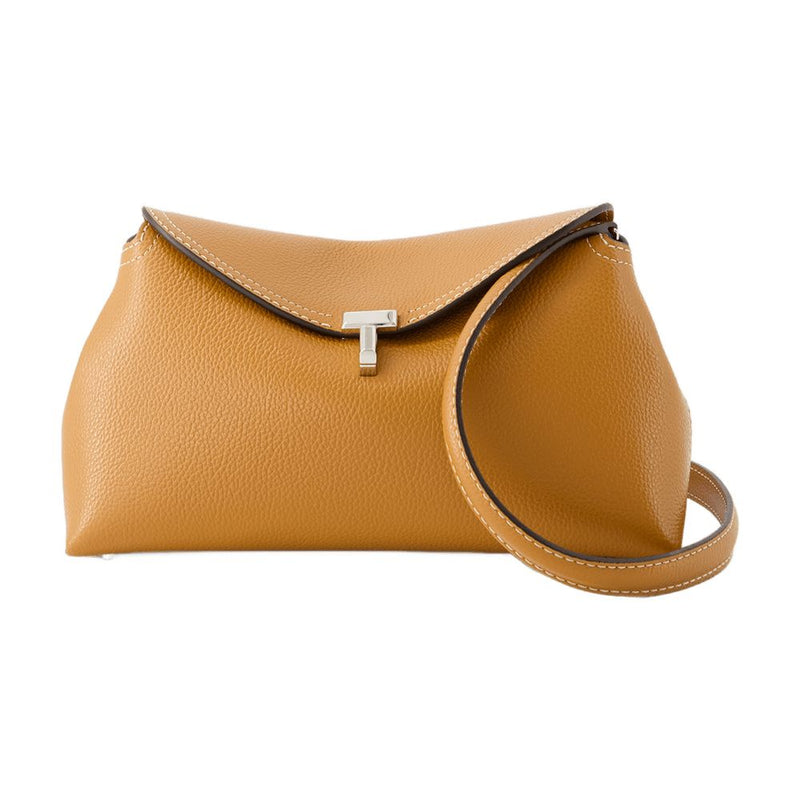 Toteme T Lock Clutch — Brown Calfskin