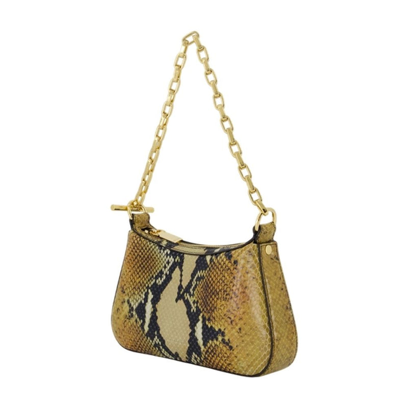 Alexander Mcqueen Python-Printed Calfskin Shoulder Bag — Brown