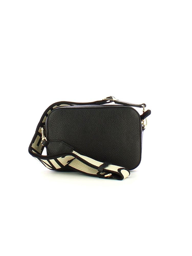 Coccinelle Tebe Crossbody Bag — Black Cowhide | Ribbon: Polyester