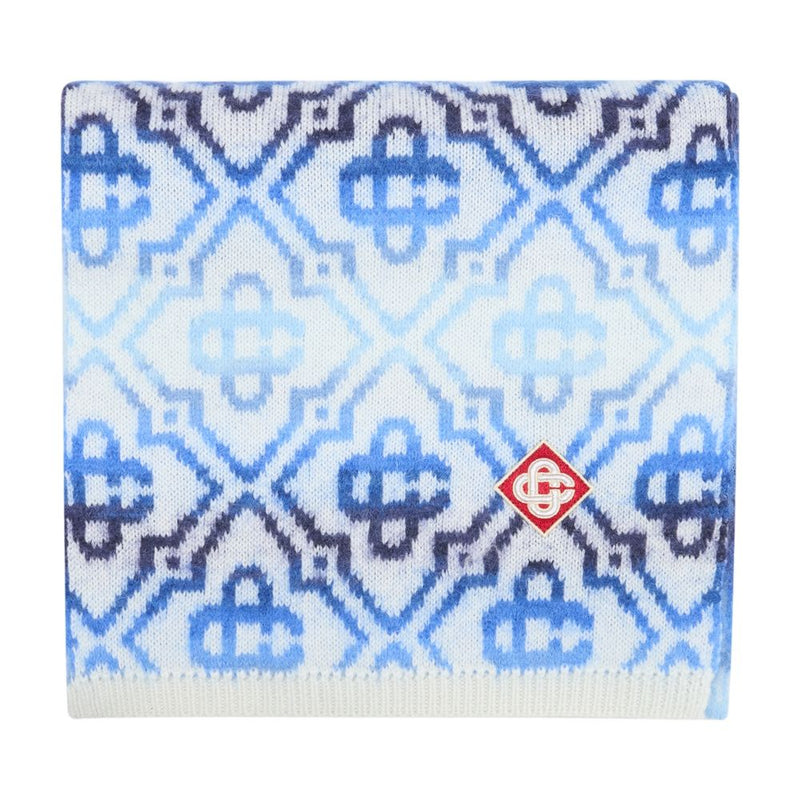 Casablanca Space Dye Monogram Wool Scarf — Blue Scarfs