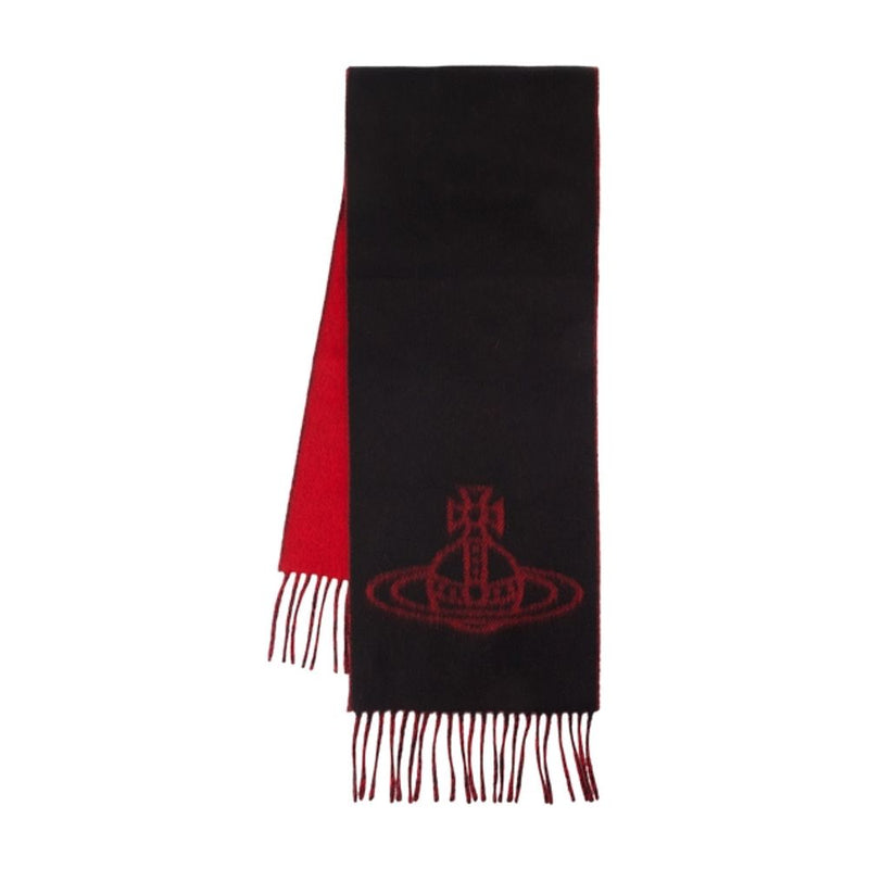 Vivienne Westwood Logo-Embroidered Wool Scarf — Black Scarfs