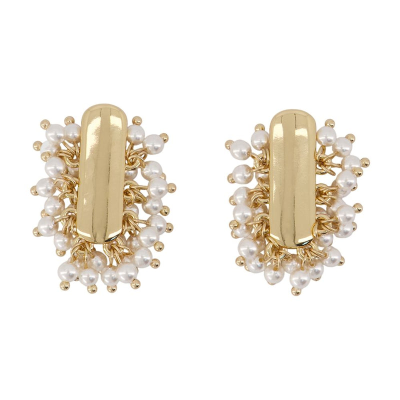 Self-Portrait Pearl Cluster Earrings — Gold Metal