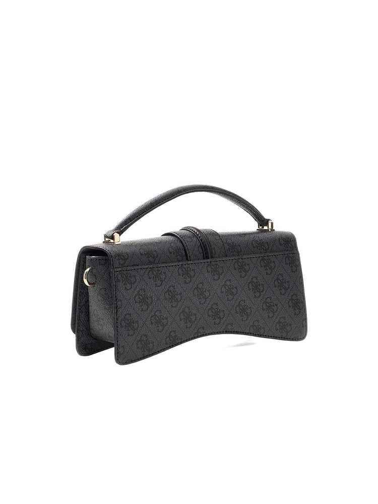 Guess Logo-Embossed Polyurethane Top Handle Bag — Black