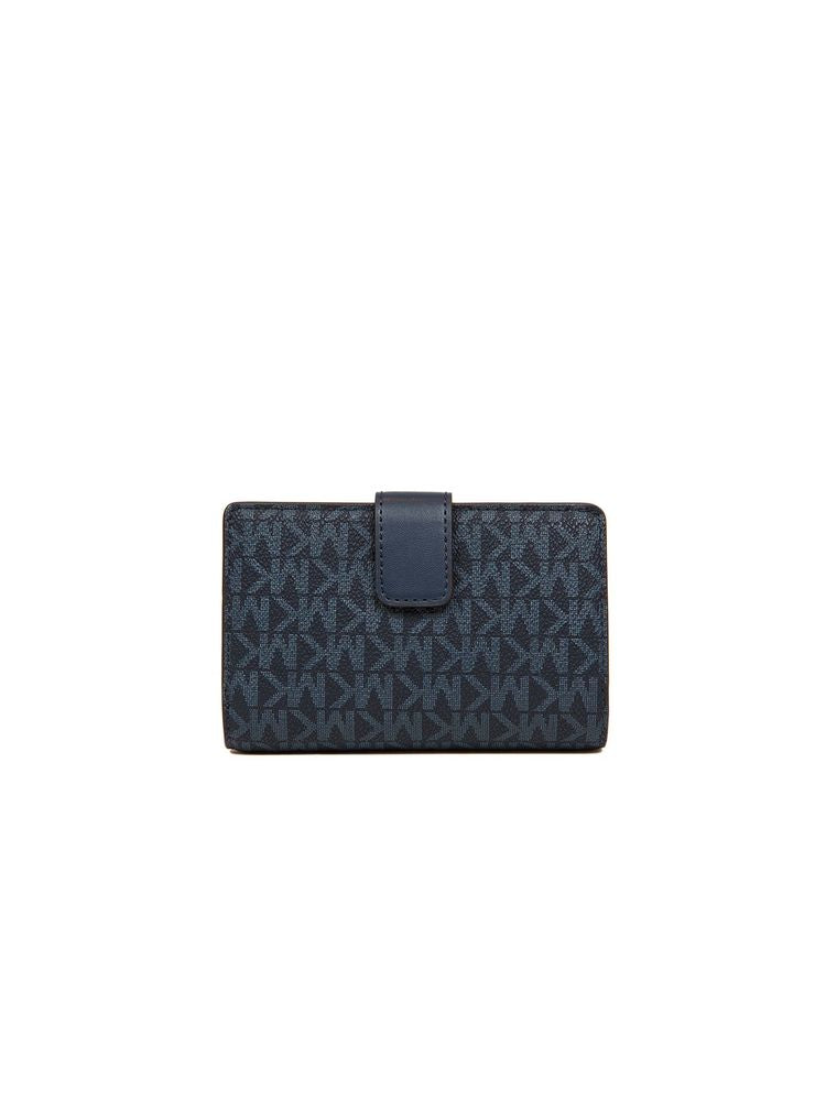 Michael Kors Logo Jacquard Wallet — Navy Polyvinyl Chloride