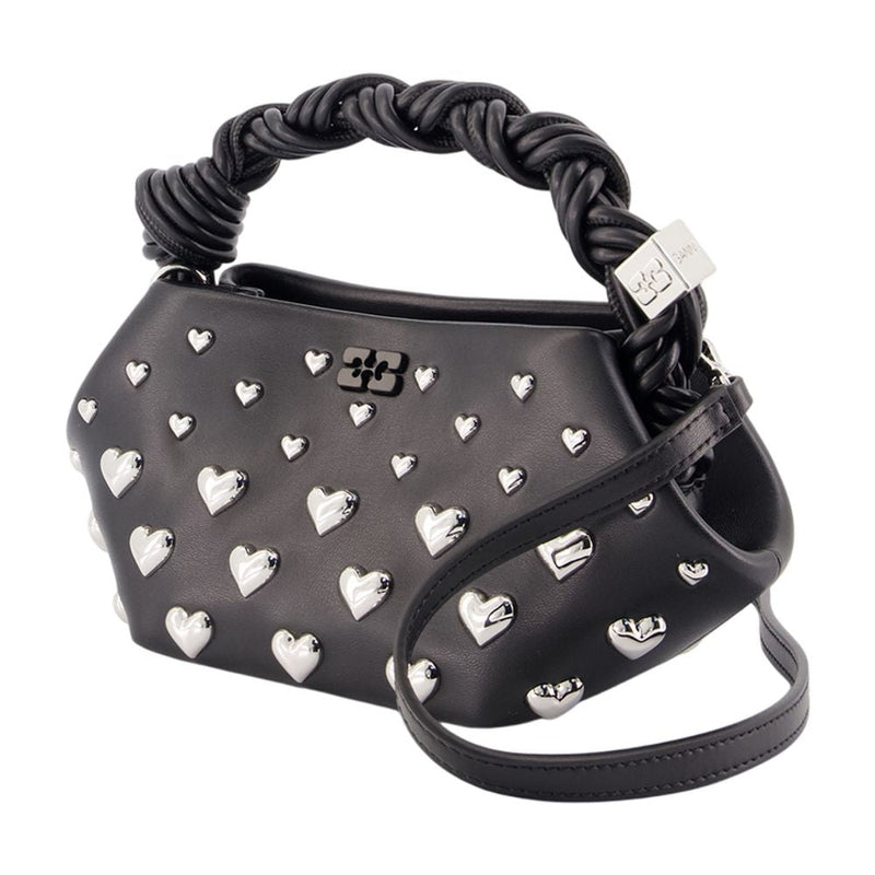 Ganni Bou Mini Hearts Top Handle Bag — Black Synthetic