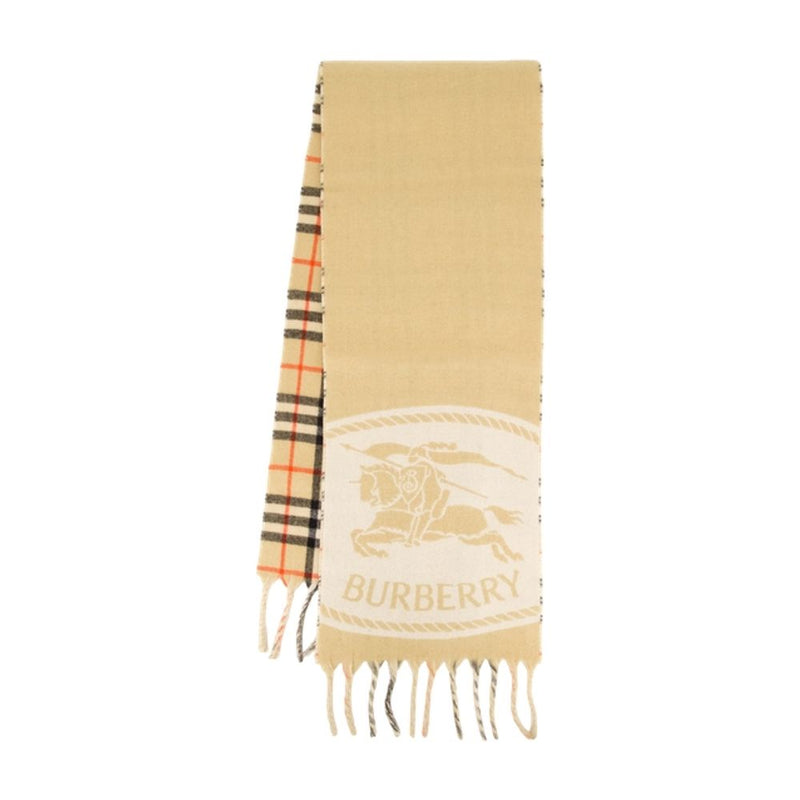 Burberry Knight Crest Cashmere Scarf — Beige Scarfs