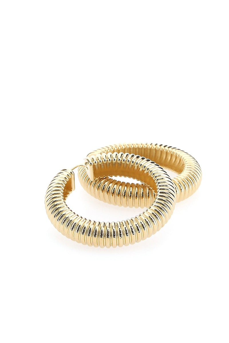 Amina Muaddi Textured Hoop Earrings — Gold