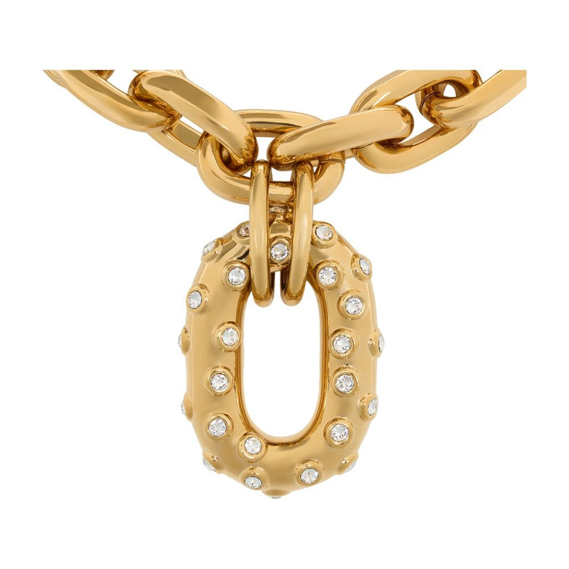 Rabanne Chain-Link With Crystal Pendant Bracelet — Gold Metal Bracelets