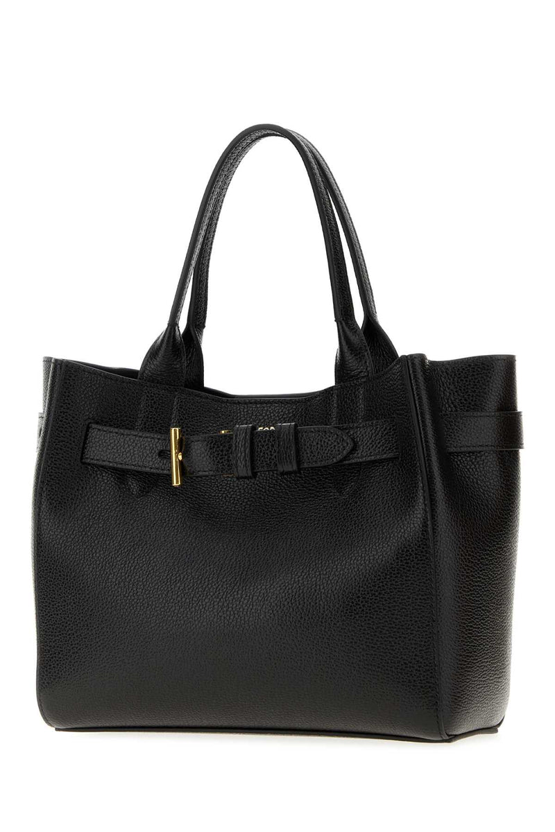Tom Ford Bow-Embellished Leather Shoulder Bag — Black