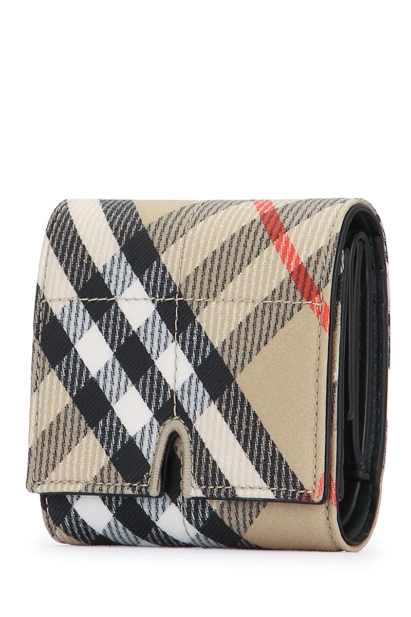 Burberry Checked Polyester-Cotton Wallet — Beige Polyester Cotton
