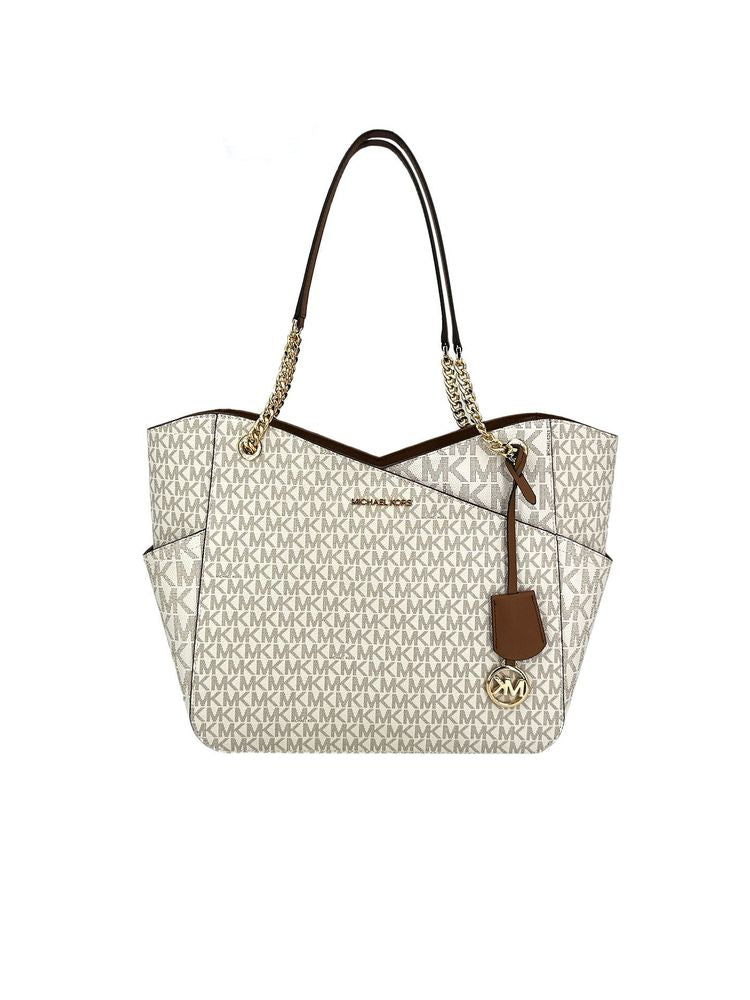 Michael Kors Jet Set Large Shoulder Bag — Beige 89.coated Canvas