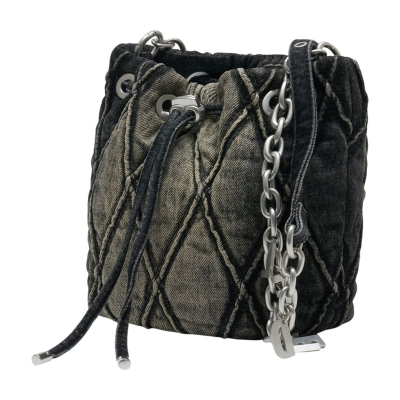 Diesel Quilted Denim Shoulder Bag — Black Cotton