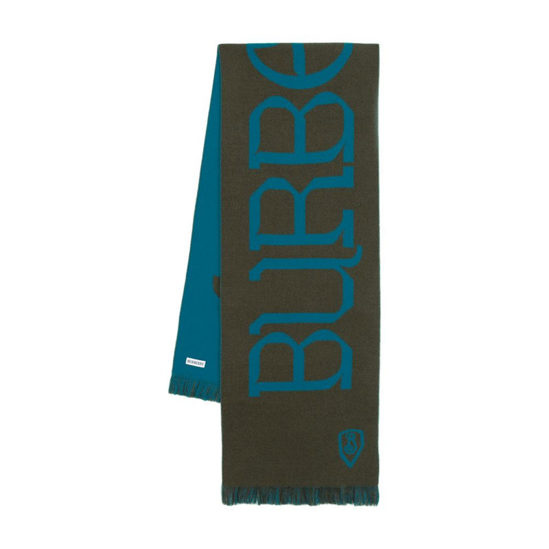 Burberry Wool Logo-Print Scarf — Green Scarfs