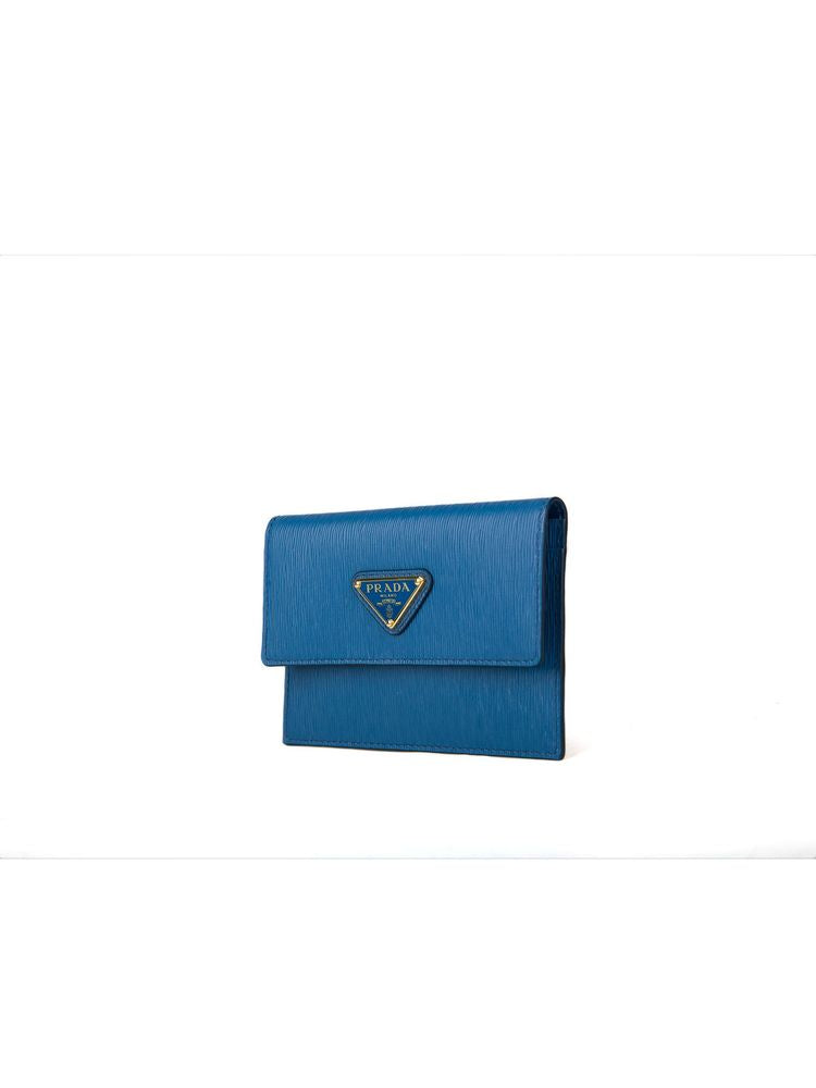 Prada Saffiano Leather Wallet — Blue