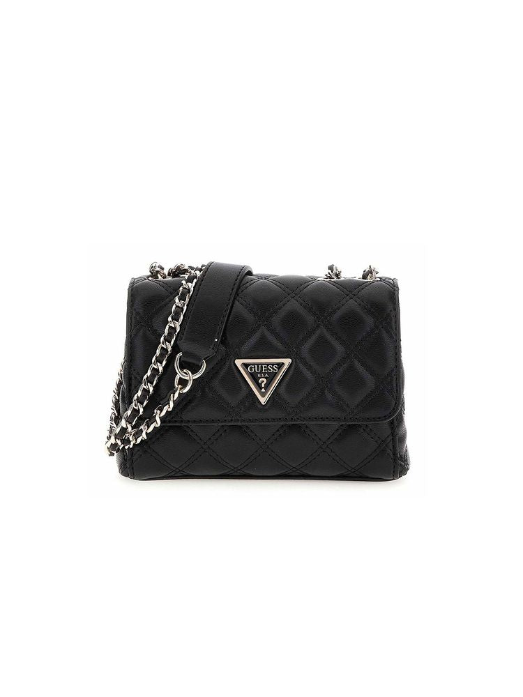 Guess Quilted Polyurethane Shoulder Bag — Black