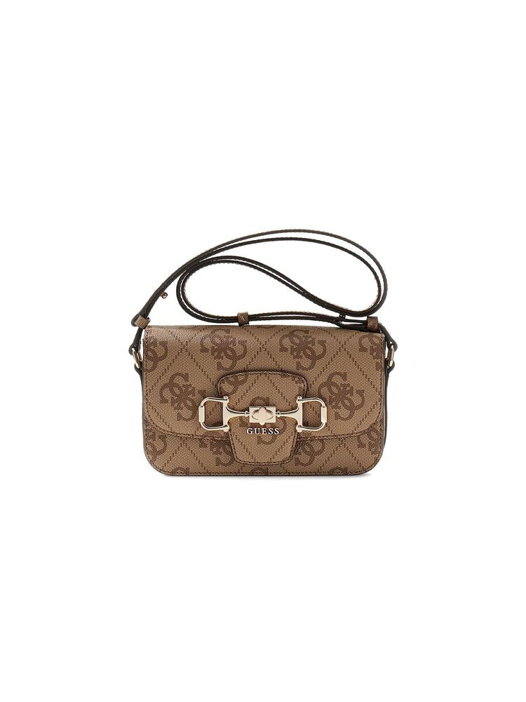 Guess Logo Convertible Crossbody Bag — Beige Polyurethane