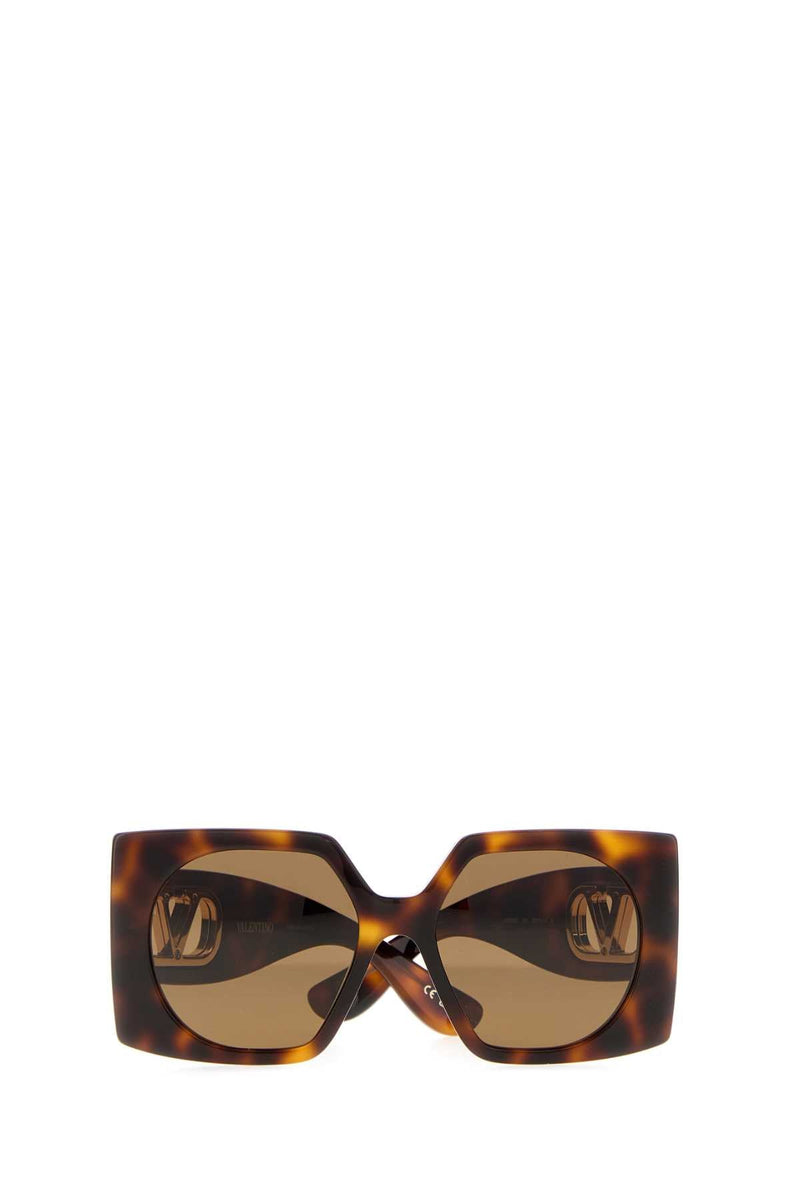 Valentino Garavani Sunglass Tortoiseshell Acetate Sunglasses — Brown Exterior